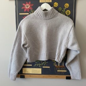Aritzia Wilfred Grey Crop Top Turtleneck Sweater